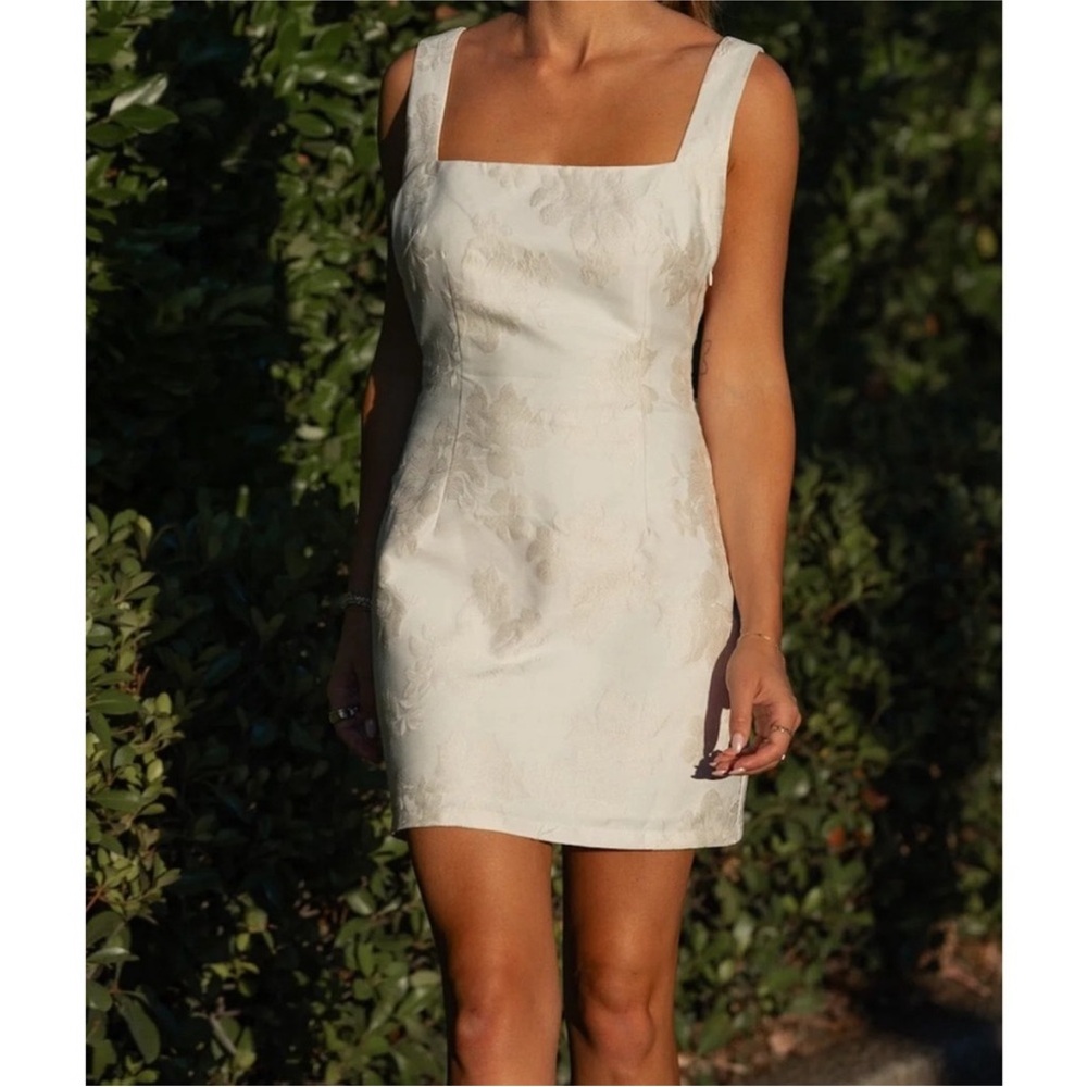 YLLW the label- Ivory Square-Neck Mini Dress